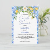 Citroenblauw Mediterraan Italiaans Paar Douche Kaart (Staand voorkant)