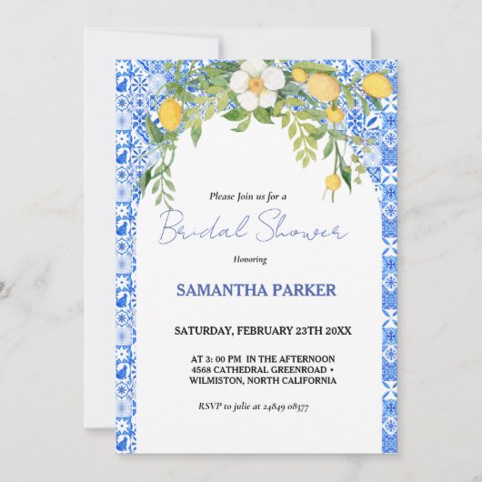 Citroenblauw mediterraan Italiaans Vrijgezellenfee Kaart (Voorkant)