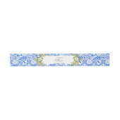 Citroenblauw Mediterraans tegel Italiaans Bruiloft Uitnodigingen Wikkel (Vlak)