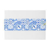 Citroenblauw Mediterraans tegel Italiaans Bruiloft Uitnodigingen Wikkel (Achterkant Voorbeeld)