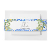 Citroenblauw Mediterraans tegel Italiaans Bruiloft Uitnodigingen Wikkel (Voorkant Voorbeeld)