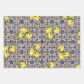 citroenblauw Portugees Tegel Mediterraan Inpakpapier Vel (Voorkant 3)