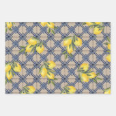 citroenblauw Portugees Tegel Mediterraan Inpakpapier Vel (Voorkant 2)