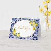 Citroenblauw Spaans tegel briefkaart (Gele Bloem)