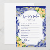 Citroenblauw Tegels Baby shower - bewerkbare naam, Kaart (Voorkant / Achterkant)