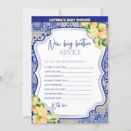 Citroenblauw Tegels Baby shower - bewerkbare naam, Kaart