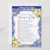 Citroenblauw Tegels Baby shower - bewerkbare naam, Kaart (Voorkant)