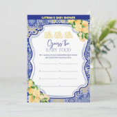 Citroenblauw Tegels Baby shower - bewerkbare naam, Kaart (Staand voorkant)