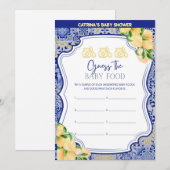 Citroenblauw Tegels Baby shower - bewerkbare naam, Kaart (Voorkant / Achterkant)