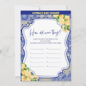 Citroenblauw Tegels Baby shower - bewerkbare naam, Kaart (Voorkant)