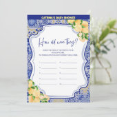 Citroenblauw Tegels Baby shower - bewerkbare naam, Kaart (Staand voorkant)