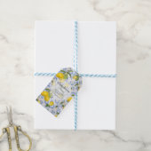 Citroenbloem Citrusvrucht Blauw Wit Baby shower Cadeaulabel (Met Touw)