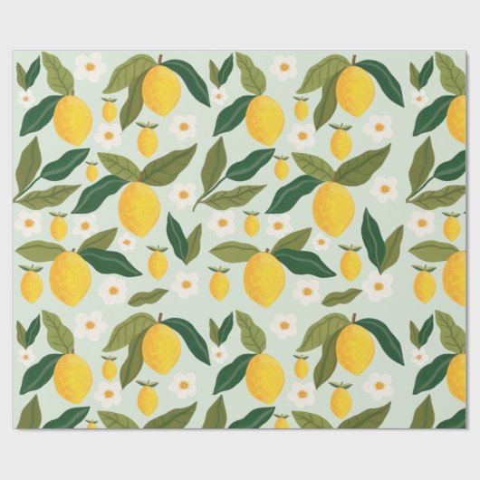 Citroenbloem groen cadeaupapier (Vlak)