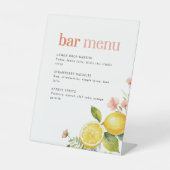 citroenbloem | Retro Roze Cocktail Bar Menu Reclamebord Met Voetstuk (Voorkant)
