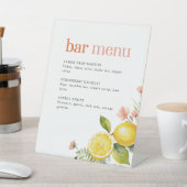 citroenbloem | Retro Roze Cocktail Bar Menu Reclamebord Met Voetstuk (Insitu)