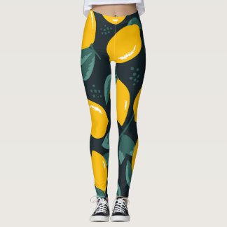 Citroenbloemen, zomertextuur. leggings