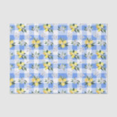 Citroenbloesem Blauw Gingham Tissuepapier (Voorkant)