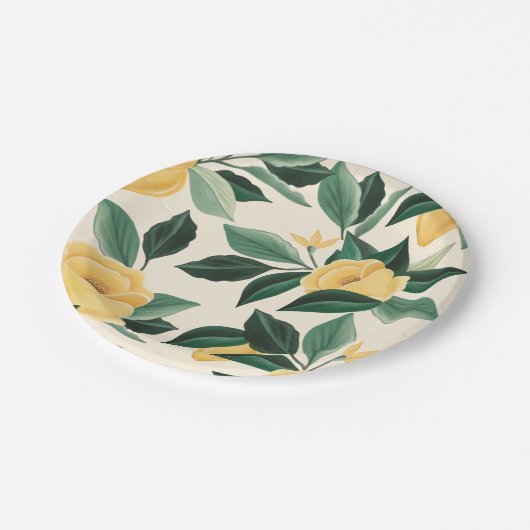 Citroenbloesem Bloem boom Elegante Gele Bruiloft Papieren Bordje (Gekanteld)