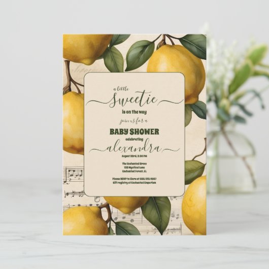 Citroenbloesem groen Aquarel Baby shower Kaart (Staand voorkant)