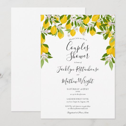 Citroenbloesem Groene Huwelijksparen Shower Kaart (Voorkant / Achterkant)