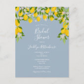 Citroenbloesem Groenigheid Stofblauw Bruidsfeest Aankondigingskaart (Voorkant)