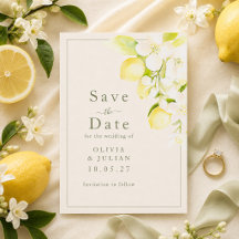 Citroenbloesem Ivoor Tuin Save the Date Kaart