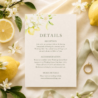 Citroenbloesem Ivoren Tuin Trouwdetailskaart Kaart