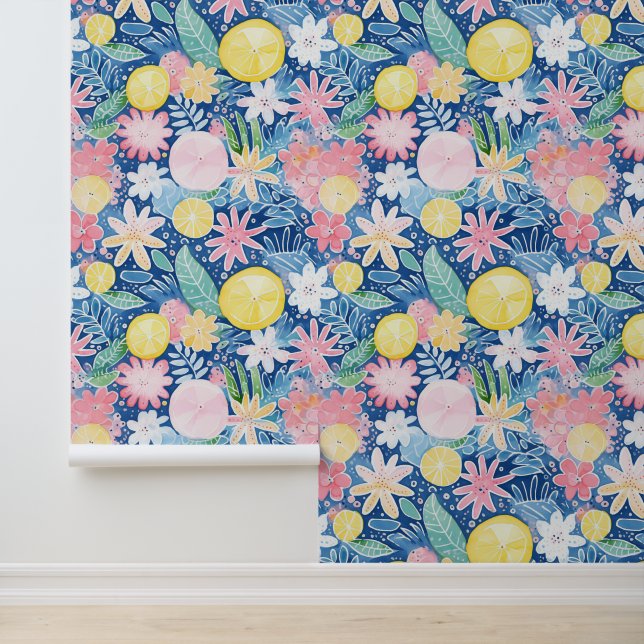 Citroenbloesem Pastels Behang (Applicatie)