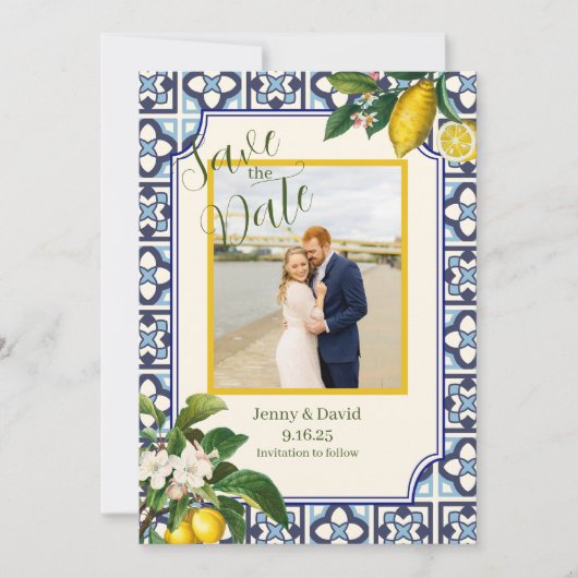 citroenbloesems in Italië verloving Save the date Kaart (Voorkant)