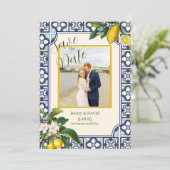 citroenbloesems in Italië verloving Save the date Kaart (Staand voorkant)