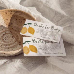Citroenboeken voor Baby shower Baby Library Informatiekaartje