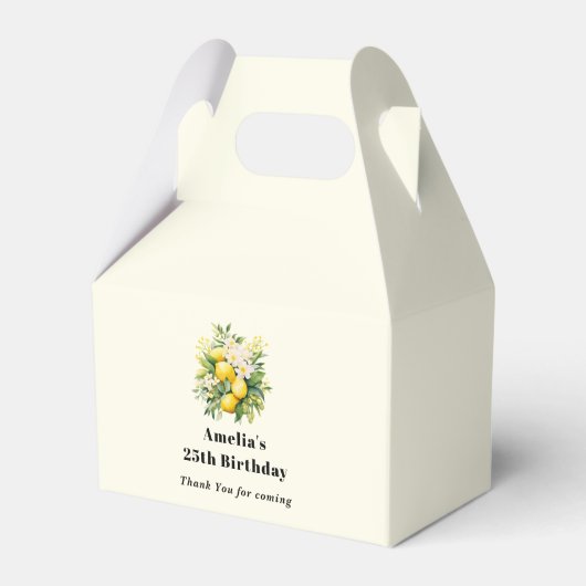 Citroenboeket met witte bloesems bedankdoosjes (Voorkant Zijde)