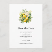 Citroenboeket met witte bloesems bruiloft aankondigingskaart (Voorkant)