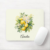 Citroenboeket met witte bloesems muismat (Met muis)