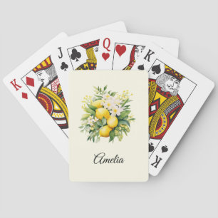 Citroenboeket met witte bloesems pokerkaarten