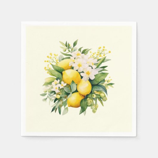 Citroenboeket met witte bloesems servet (Voorkant)