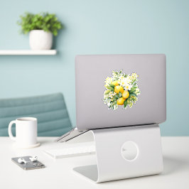 Citroenboeket met witte bloesems sticker