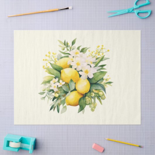Citroenboeket met witte bloesems tissuepapier (Craft)
