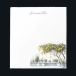 Citroenboom Amalfi Tegel Terras Notitieblok<br><div class="desc">Breng een vleugje mediterrane elegantie in uw dagelijkse notities met ons prachtig ontworpen notitieblok, met een prachtige waterverf citroenboom op een blauw Amalfi tegel terras. Deze unieke kunst, exclusief voor Do Tell A Belle, vangt de bruisende en serene schoonheid van het kustgebied van Italië, waardoor uw schrijfervaring zowel inspirerend als...</div>