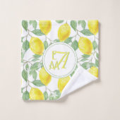 Citroenboom Geborduurd Bloempatroon Geel Groen Dec Bad Handdoek (Wasdoekje)