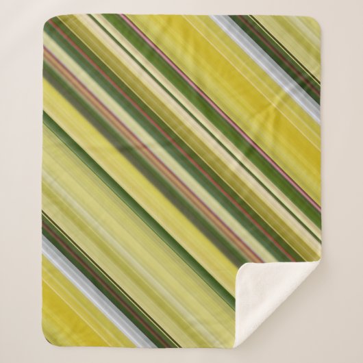 Citroenboom geel en groene streep sherpa deken (Voorkant)
