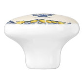 Citroenboom in blauwe en witte pot citroenen keramische knop (Zijkant)