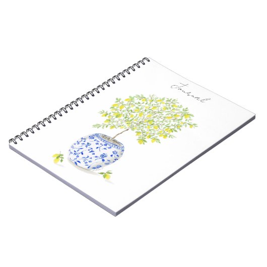 Citroenboom in Chinoiserie Vaas Waterverf Notitieboek (Linkerzijde)