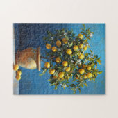 Citroenboom in kleipot met bloesems legpuzzel (Horizontaal)