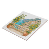 Citroenboom in mediterrane pot tegeltje (Zijkant)