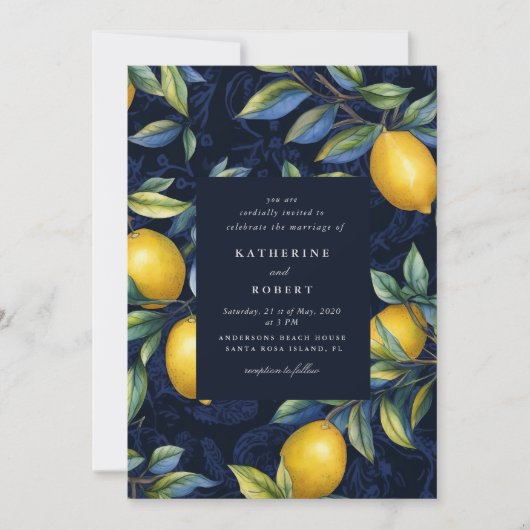 Citroenboom Italië Geïnspireerd Bestemming Bruilof Kaart (Voorkant)