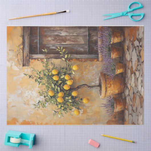 Citroenboom Lavendel Tuinschilderij Decoupage Tissuepapier (Craft)