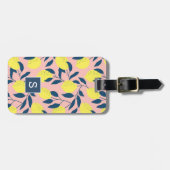 Citroenboom Moderne Fruitpatroon Monogram Bagagelabel (Voorkant horizontaal)