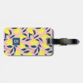 Citroenboom Moderne Fruitpatroon Monogram Bagagelabel (Achterkant horizontaal)