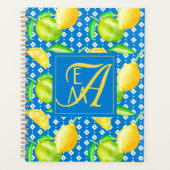 Citroenboom Oceaanblauw MONOGRAM Pasgetrouwden Tro Planner (Voorkant)